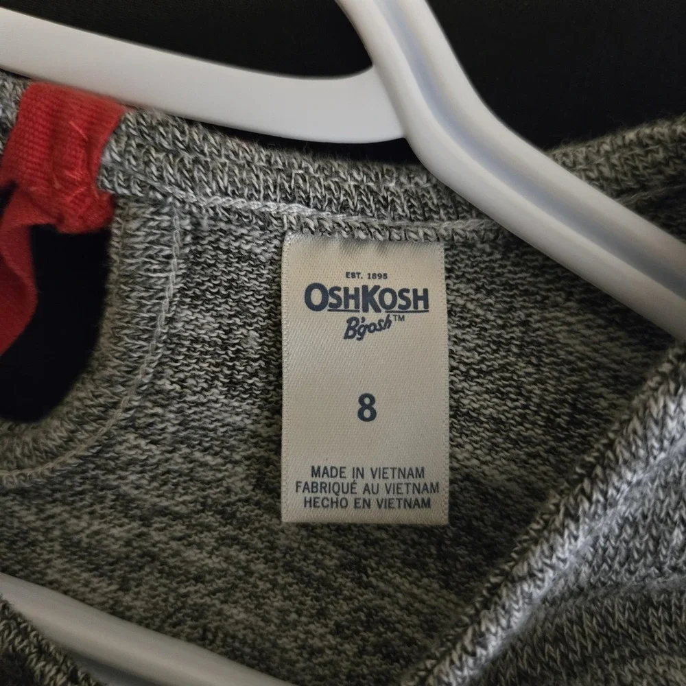 OshKosh B'gosh‎ Shirt Girls 8 Gray Long Sleeve Eyelet Lace Hem Pullover Top